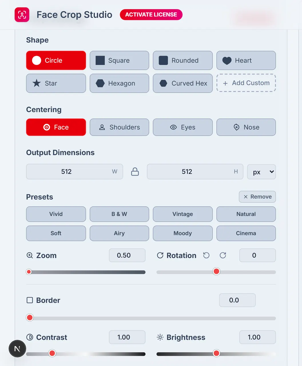 Crop Settings panel.