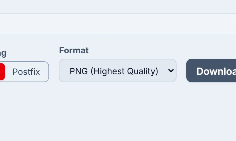 Results export toolbar with output format control for PNG or JPG.